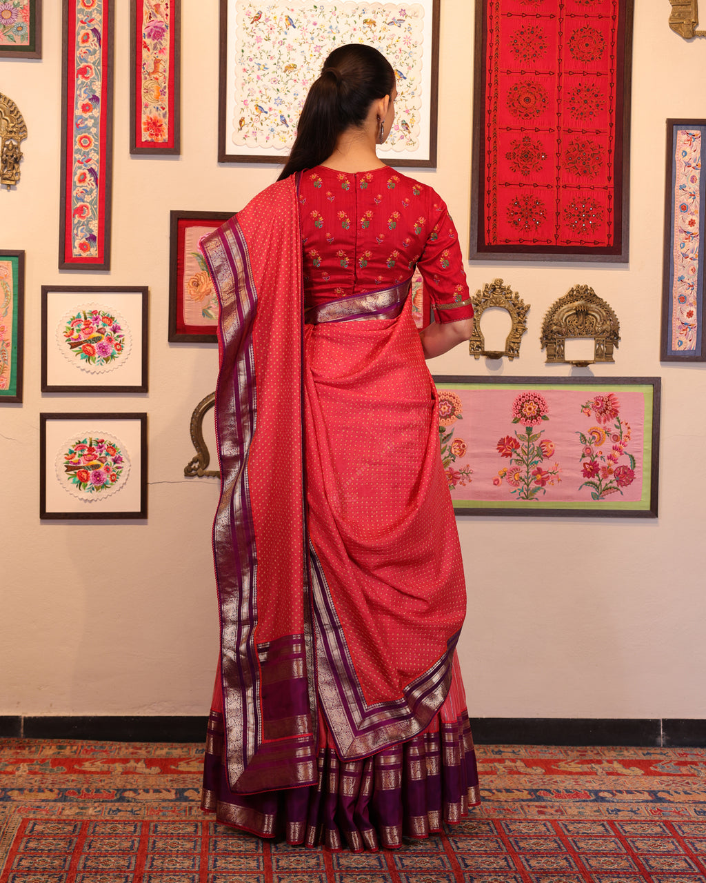Pink Kantha and Sequence Embroidery Lehenga