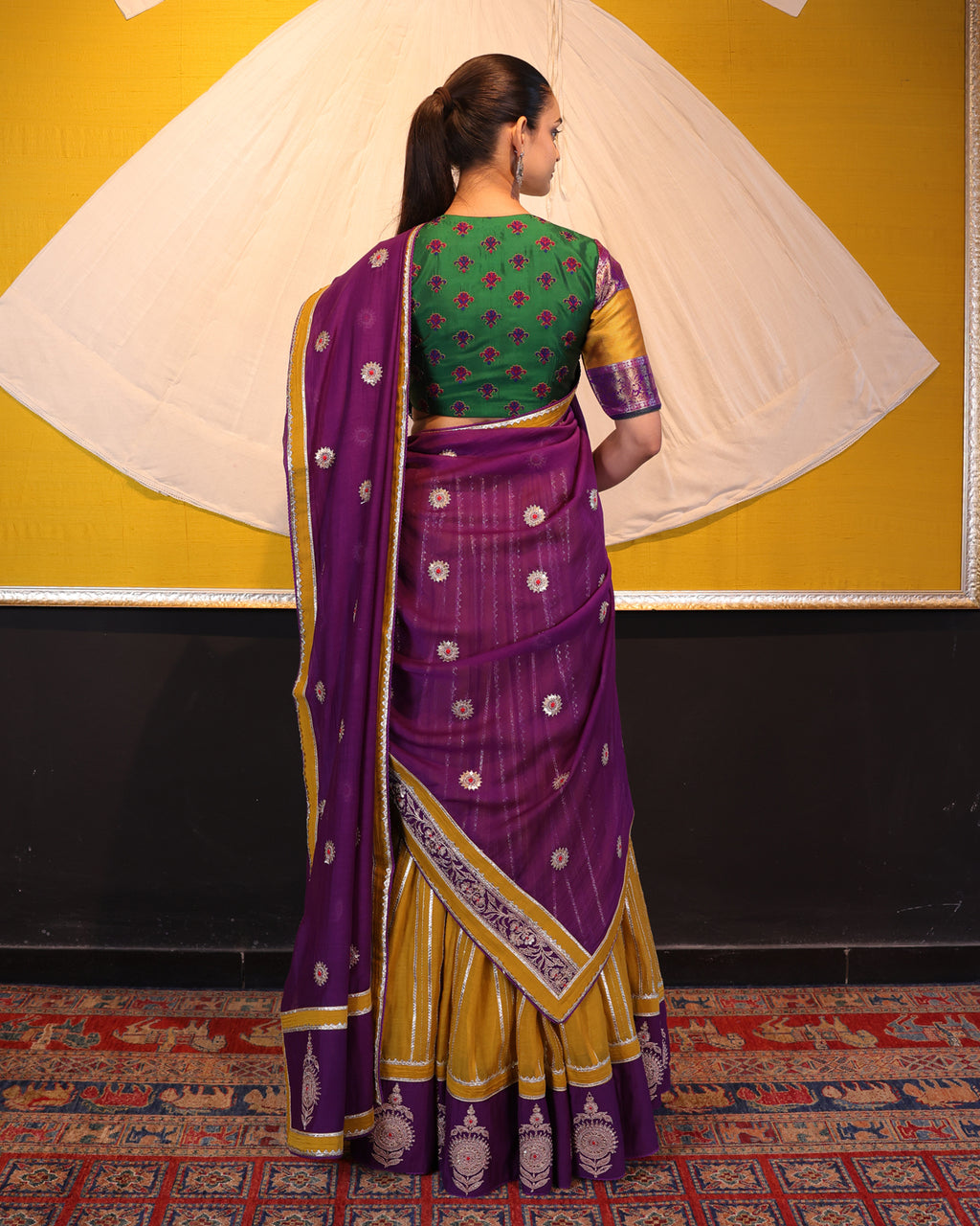 Mustard Yellow Handwoven Chanderi Silk Lehenga