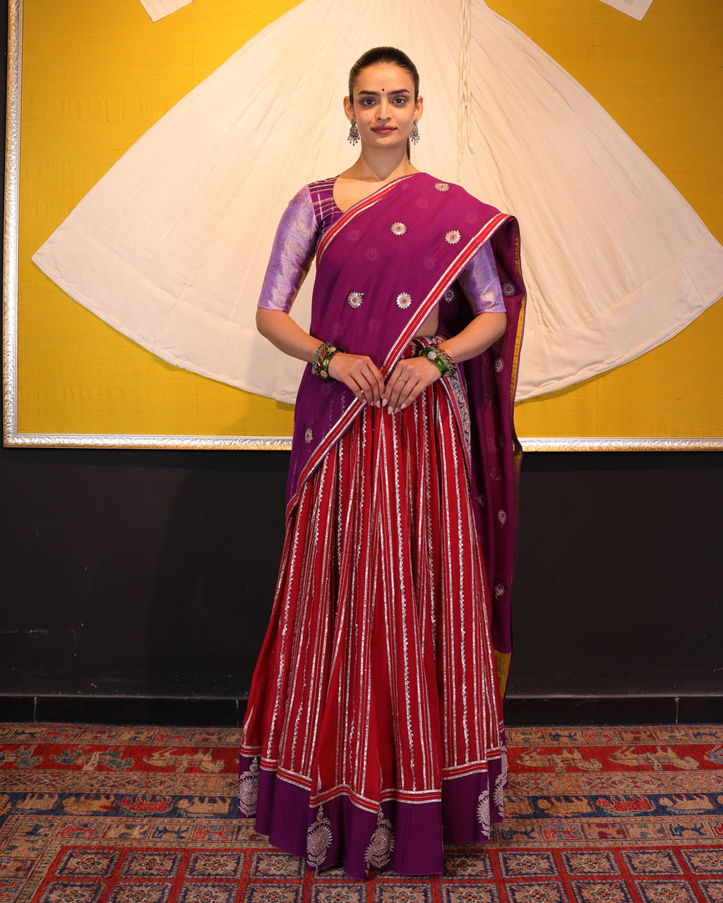Red Handwoven Chanderi Silk Lehenga