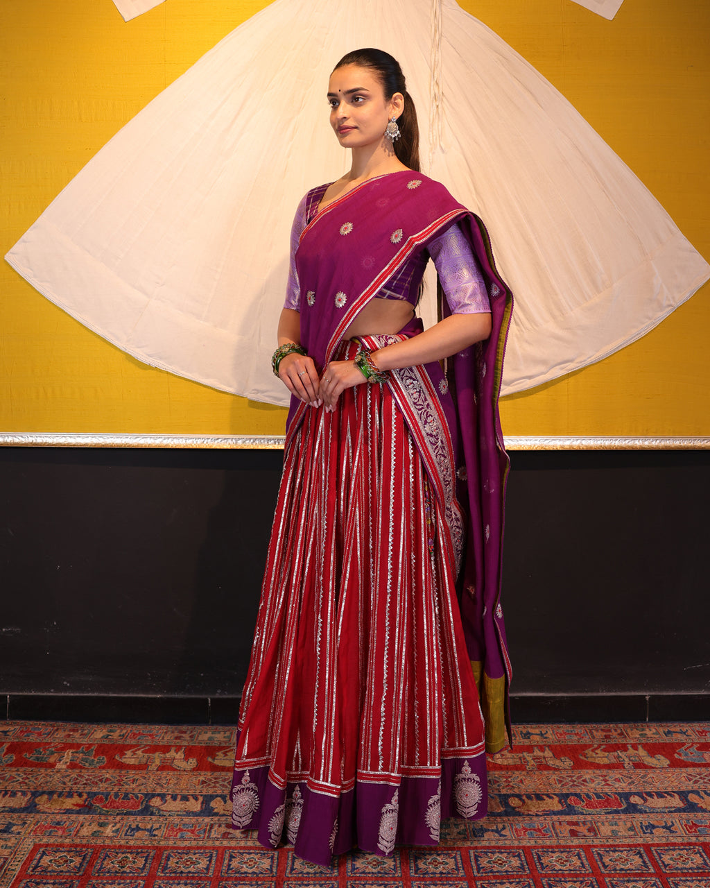 Red Handwoven Chanderi Silk Lehenga