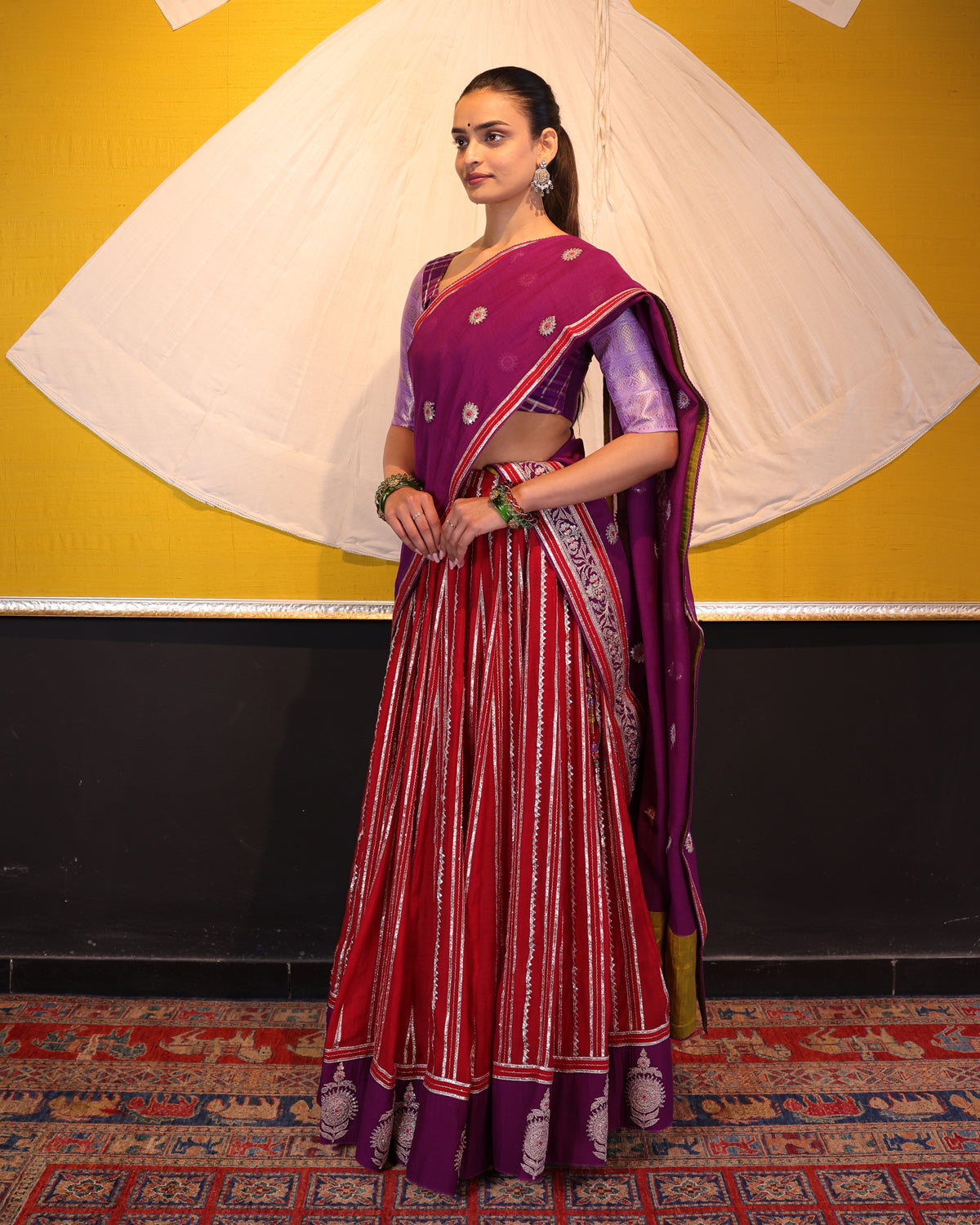 Red Handwoven Chanderi Silk Lehenga