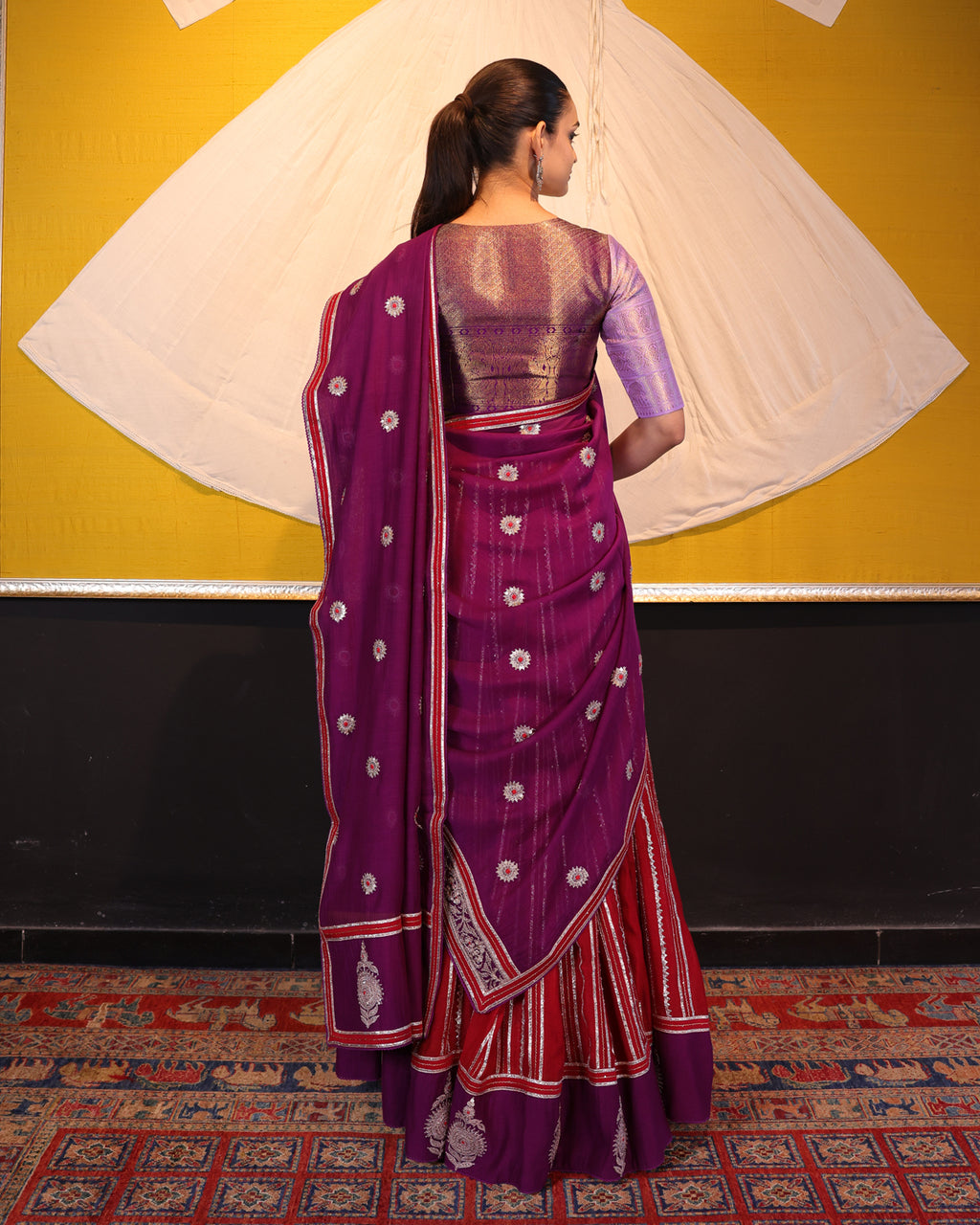 Red Handwoven Chanderi Silk Lehenga
