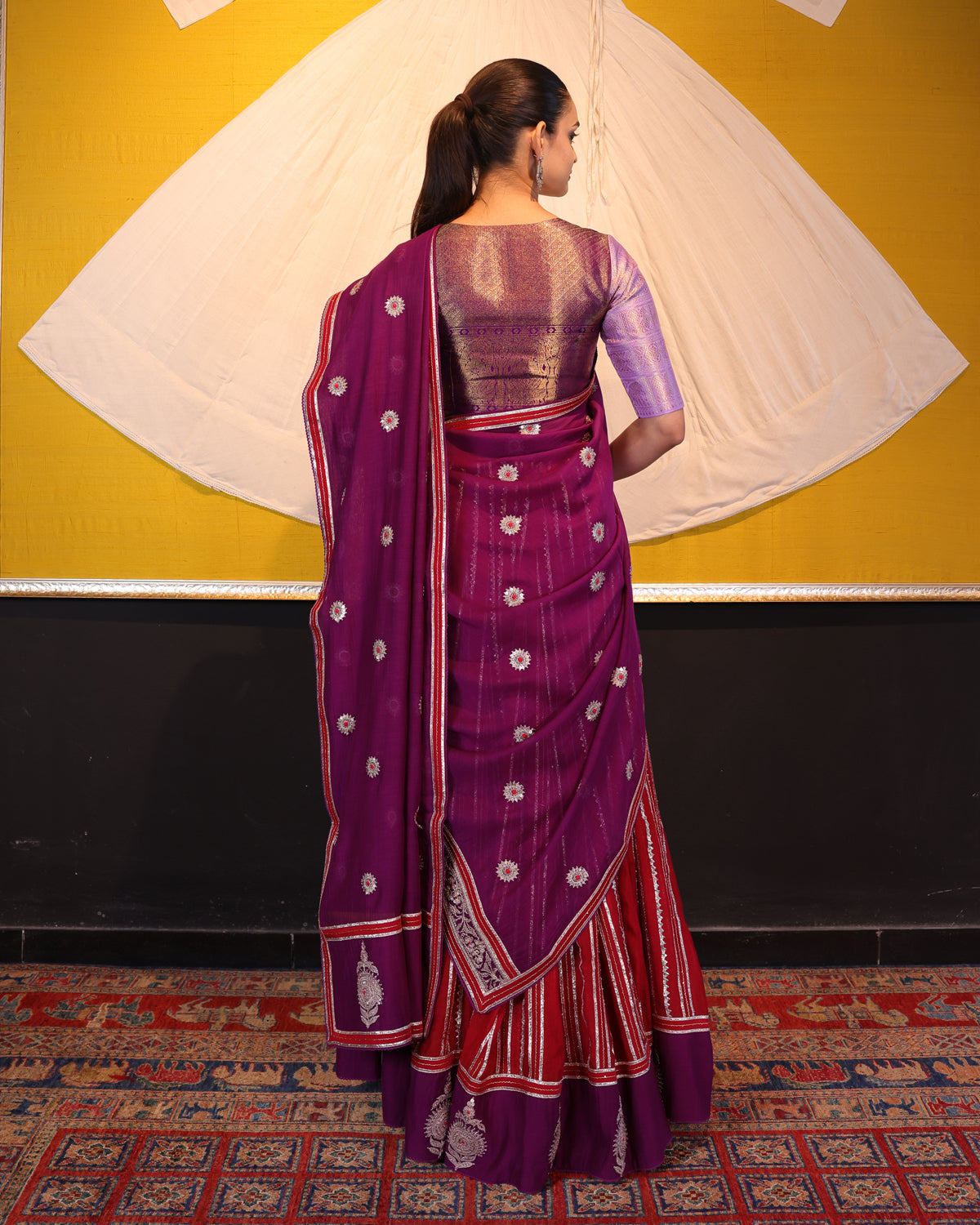 Red Handwoven Chanderi Silk Lehenga