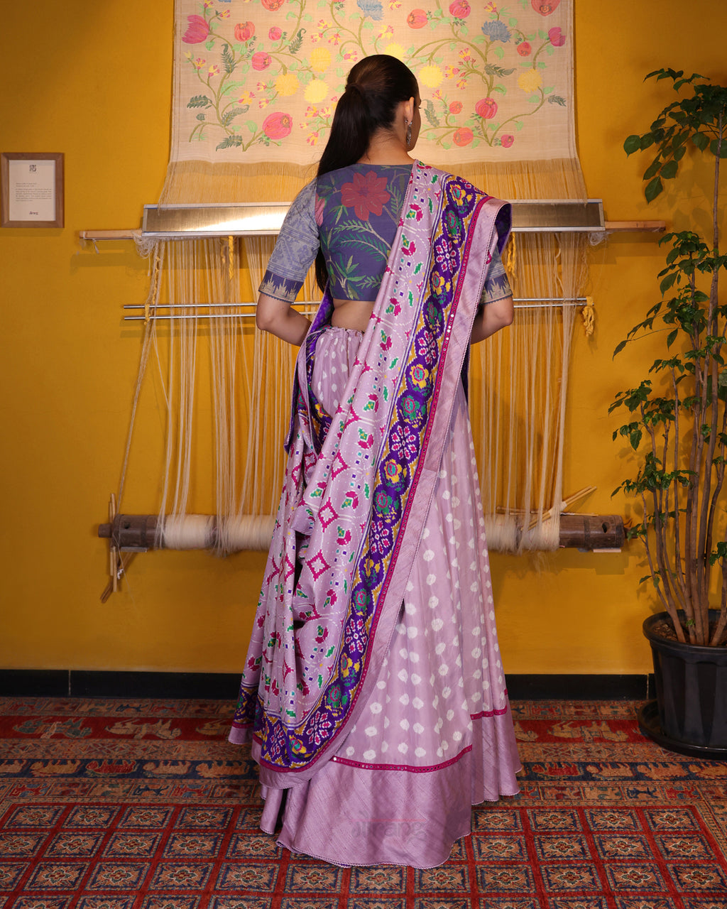 Pink Handwoven Bandhani Silk Lehenga