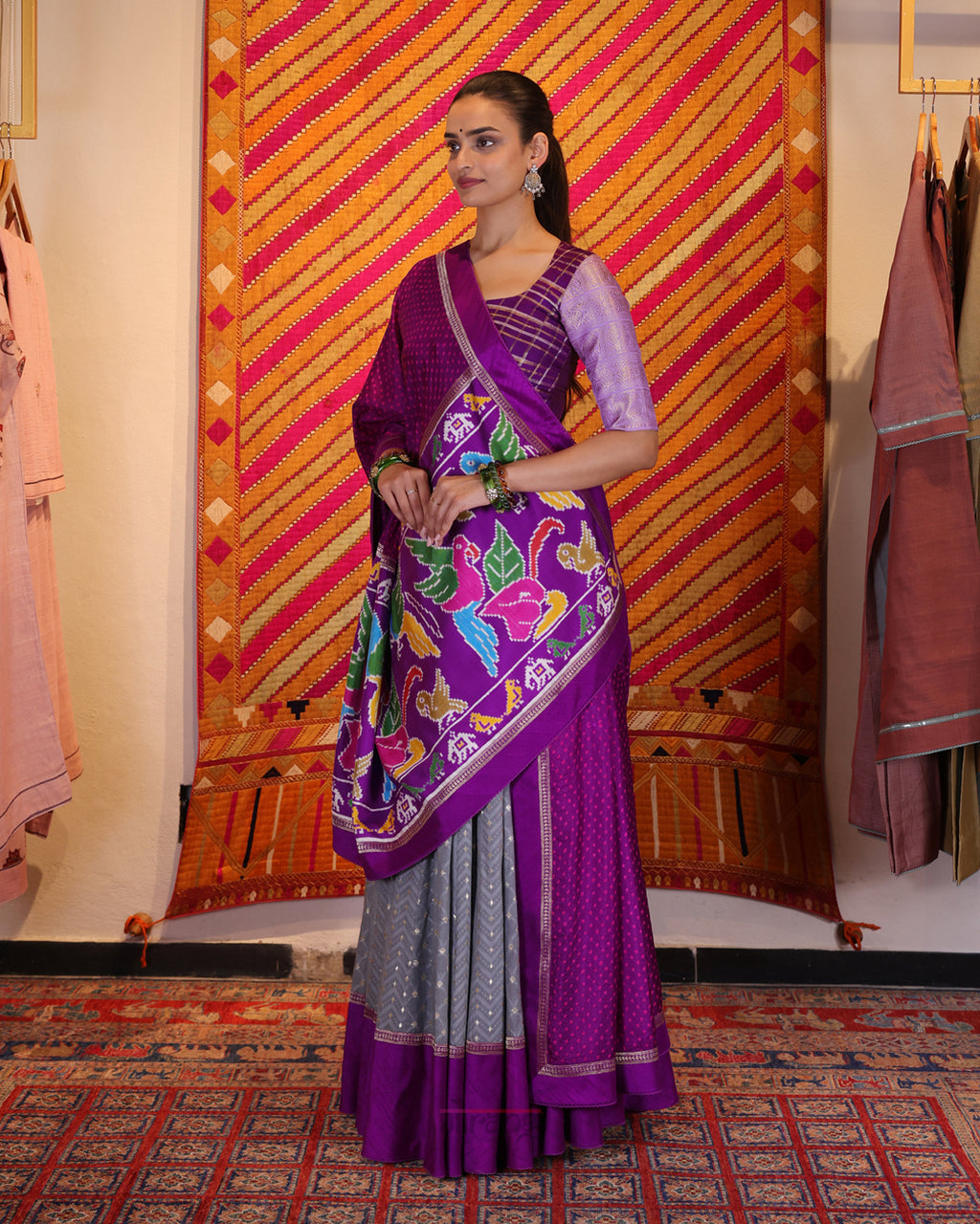 Grey Handwoven Banaras Chanderi Cotton Lehenga