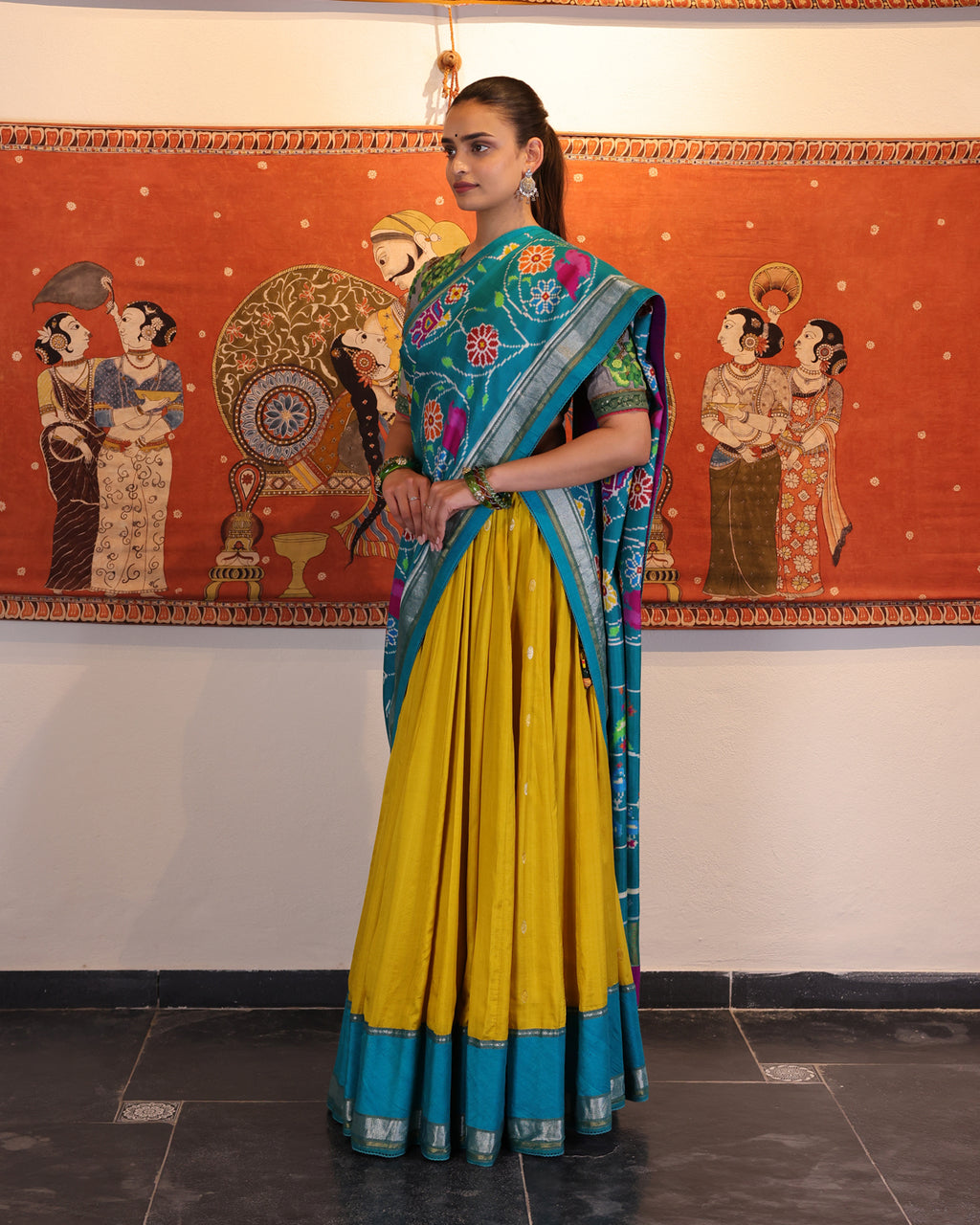 Yellow Handwoven Banaras Chanderi Cotton Lehenga