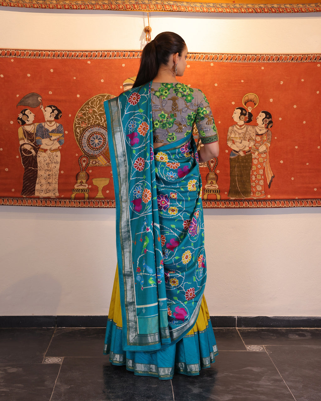 Yellow Handwoven Banaras Chanderi Cotton Lehenga