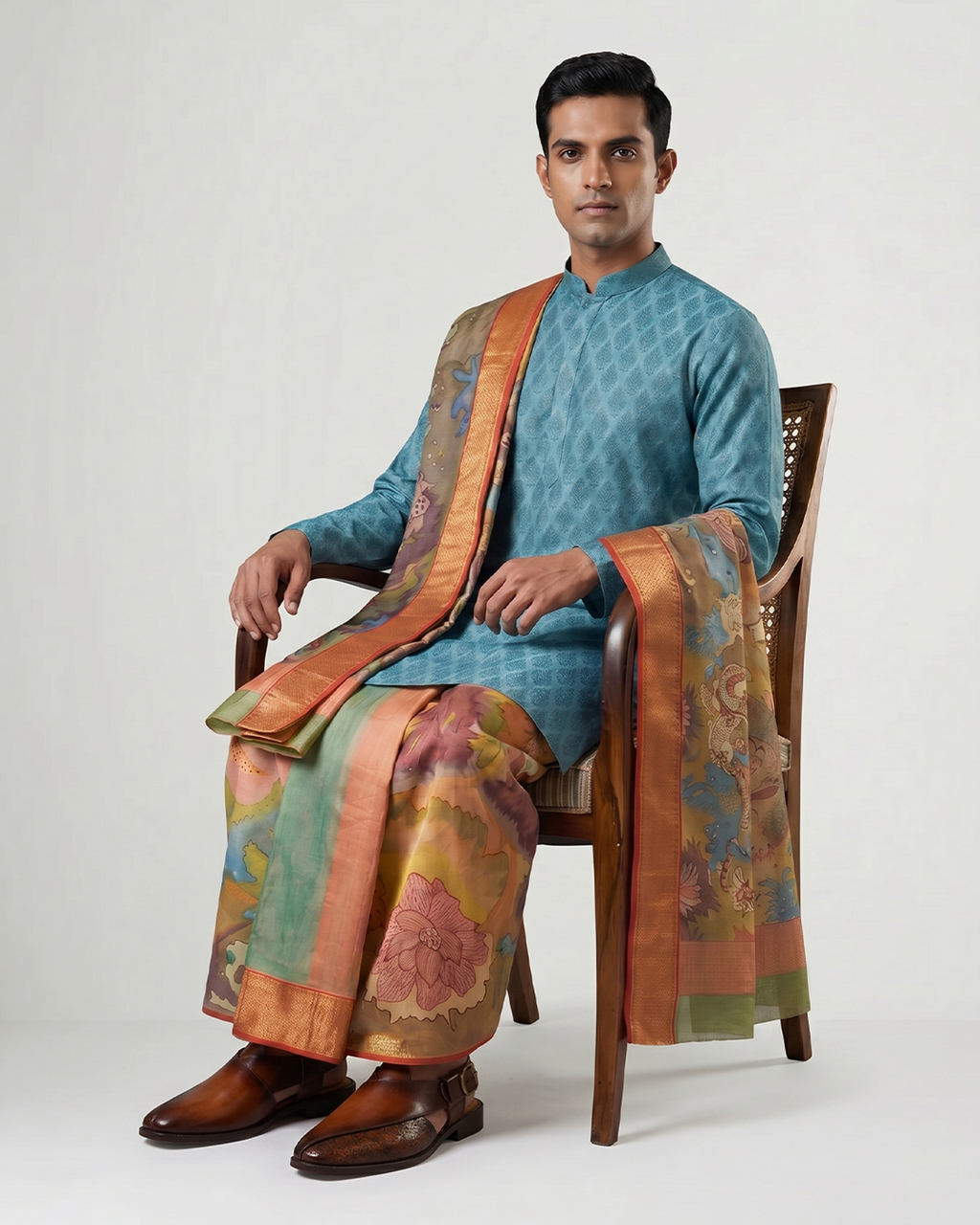 Handpainted Kalamkari Dhoti Kurta Set